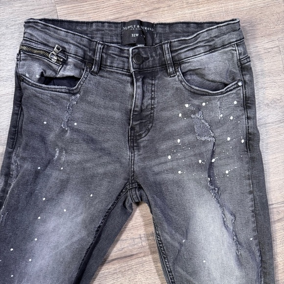 Supply & Demand 32W Stylish Gray Distressed Jeans - Picture 3 of 16